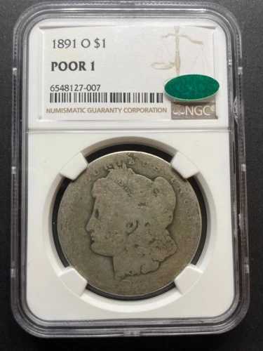 1891 O モルガン $1 NGC プアー 1 ローボール レア CAC グリーンビーン コレクターズアイテム 希少 PO 01