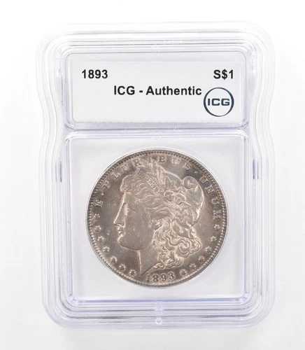 1893年モルガン銀貨（ICG製、美品）*3142