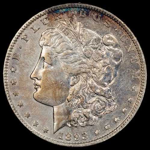 1893 年モルガン シルバー ダラー PCGS AU 詳細 (クリーニング済み) - 素晴らしいコインです!!