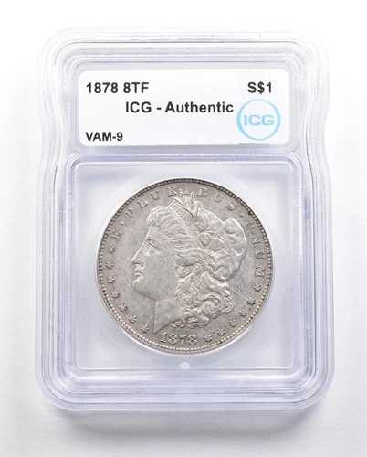 1878年 8TF モルガン銀貨 VAM-9 本物 ICG *5813