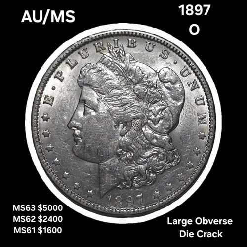 1897-O AU/MS モーガン シルバードル 素晴らしい光沢と大きなダイクラック｜WORLD RESOURCE【QUEEN店】