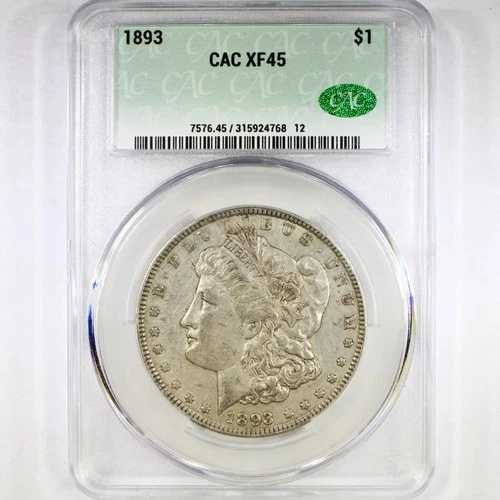 1893年 $1 CACG XF45 - モルガン・ダラー - ベター・デイト P-ミント|WORLD RESOURCE【QUEEN店】