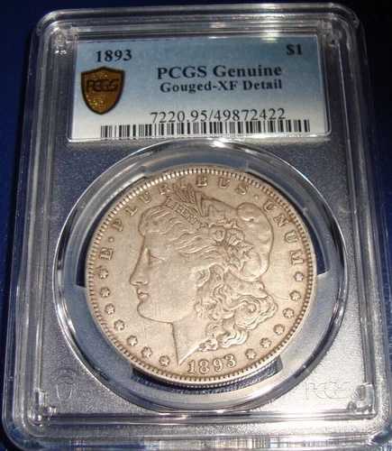 1893-P モーガン シルバードル PCGS XF 詳細 (422) 金メッキ 378,000枚 鋳造