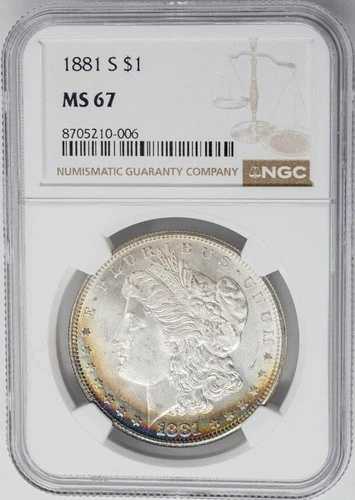 1881-S モルガン銀貨 $ MS67 NGC 950838-30