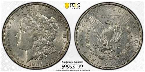 1901年 P モルガン銀貨 PCGS AU-53