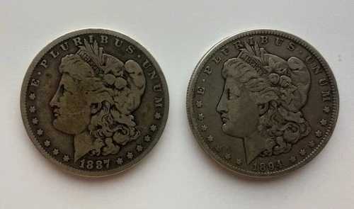1887 O および 1894 O モルガン銀貨 1 ドル(米国)