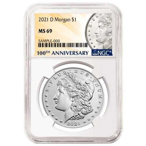 2021-D 1ドルモルガン銀貨 NGC MS69 100周年記念ラベル
