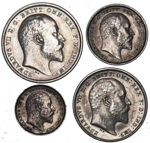 1902年 マウンディセット - エドワード7世 英国銀貨 - 非常に美品