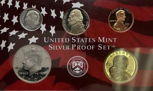 2001年米国シルバープルーフセット（箱付き、COA付き）