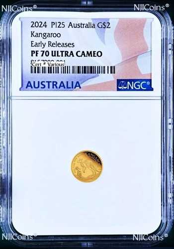 2024年 オーストラリア ミニルー カンガルー プルーフ 9999 ゴールド 0.5g $2 NGC PF70  ER フラッグLB