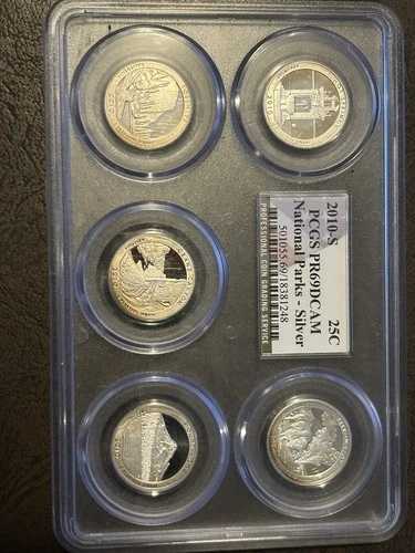 2010 S 国立公園 シルバークォーターセット 5枚入り マルチコインホルダー PCGS PR69DCAM