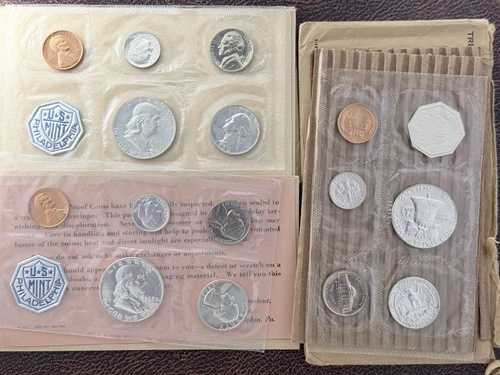 1957年、1960年、1962年プルーフセット、3セット、銀貨9枚、合計15枚、送料無料