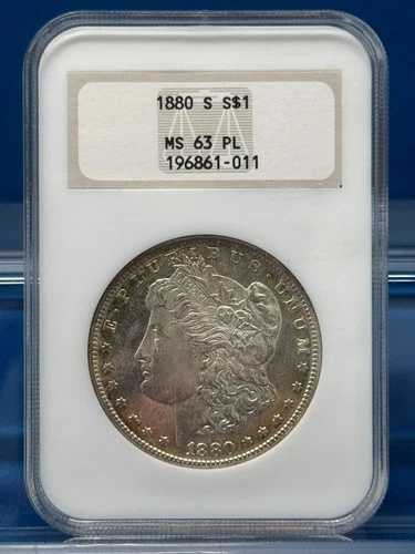 1880年 S モルガン銀貨 ~ NGC MS63 PL ~ ヴィンテージ ファッティホルダー｜WORLD RESOURCE【QUEEN店】