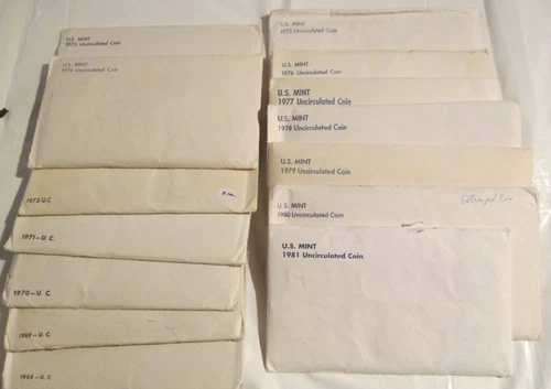 1968年から1981年米国造幣局ミントセット14セットP＆D未流通COA 3シルバーハーフ