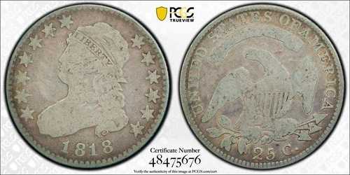 1818年製 キャップドバストクォーター PCGS G06 - 鑑定済み - 送料無料 59,895円