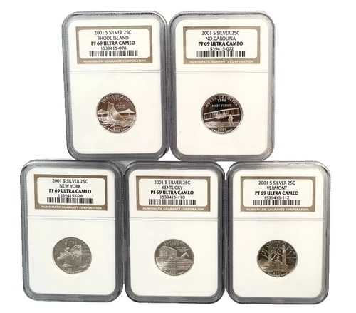 2001年 S シルバー プルーフ ステートフッド クォーターセット 25セント 5枚セット NGC PF69 ウルトラカメオ