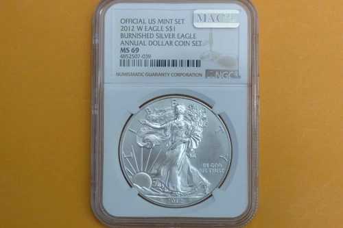 2012-W バーニッシュドシルバーイーグル NGC MS69 UNC (2012年アニュアルドルセット) - MAC
