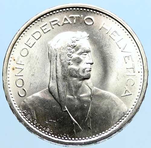 1966年 B スイス建国の英雄ウィリアム・テル 5フラン銀貨 i96938