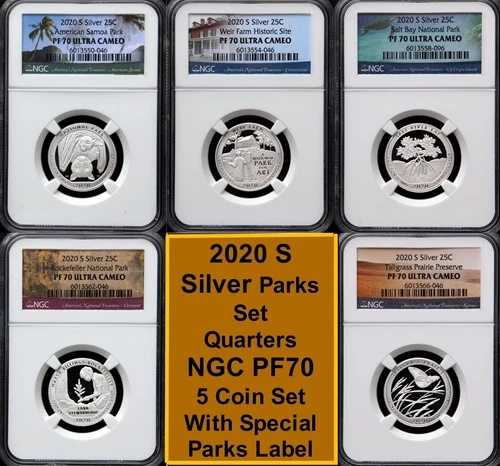 2020年 S シルバー パークス クォーター プルーフセット NGC PF70、5枚セット、サモア バットフリーシップ 61,105円