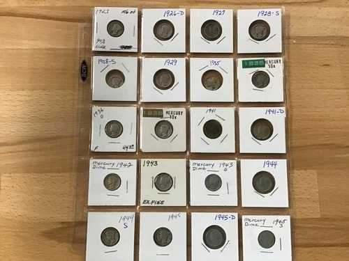 1923-1945 PDS マーキュリーシルバーダイムスターターセット 20種類のコイン E0972- 61,105円