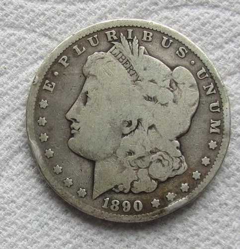1890-CC VAM - 4 テールバー $1 モルガン銀貨 希少キー日付 リム傷クリーニング済み