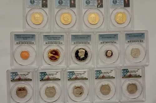 2011 S PCGS PR69DCAM 年セット - 14枚のコインセット、$1 .50、.25、.10、.05、.01付き