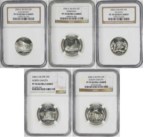 2006-S シルバー 25セント NGC プルーフ PF70 ウルトラカメオホワイト ~ 5州クォーターセット #3