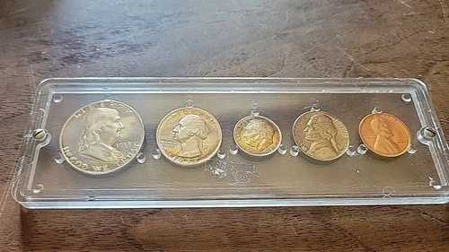 1953年 5枚セット US 90% シルバー プルーフセット プラスチックホルダー入り トーン加工 宝石付き BU