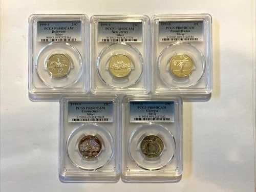 1999年製 シルバー ステートクォーターセット PCGS PR69DCAM ~ 1st 美しいシルバーセットクォーター