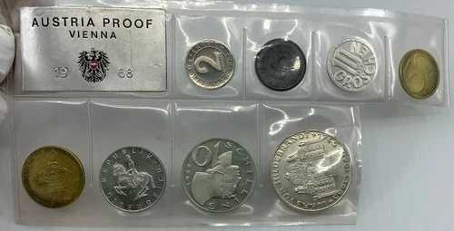 1968年 オーストリア ヴァッハウ女性 10シリング プルーフ コイン 8枚セット うち2枚は銀貨 i114834