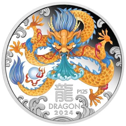 2024年オーストラリア カラープルーフ 龍の年 1オンス 1ドル銀貨 \