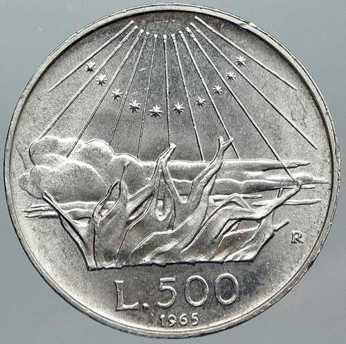 1965年 イタリア ダンテズ インフェルノ DANTE ALIGHIERI ヴィンテージ シルバー 500 リラ コイン i88818