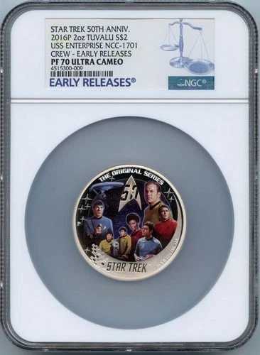 2016P 2オンス ツバル USS エンタープライズ NCC-1701 クルー ER S$2 NGC PR70DCAM
