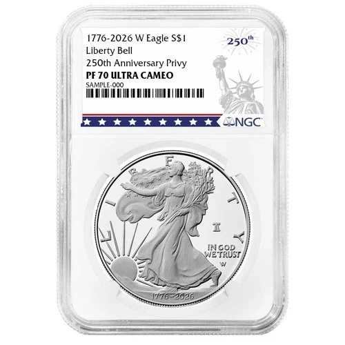 プレセール - 2026-W $1 1オンス プルーフ アメリカン シルバー イーグル NGC PF70UC 250周年記念 リバティ｜WORLD RESOURCE【QUEEN店】