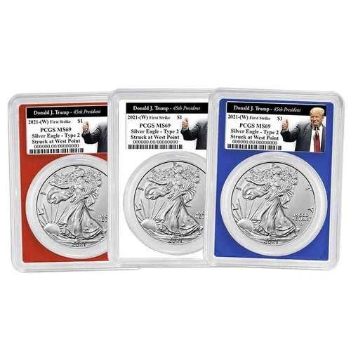 3点セット - 2021年 (W) $1 1オンス T2 アメリカンシルバーイーグル PCGS MS69 FS トランプ45周年記念|WORLD RESOURCE【QUEEN店】