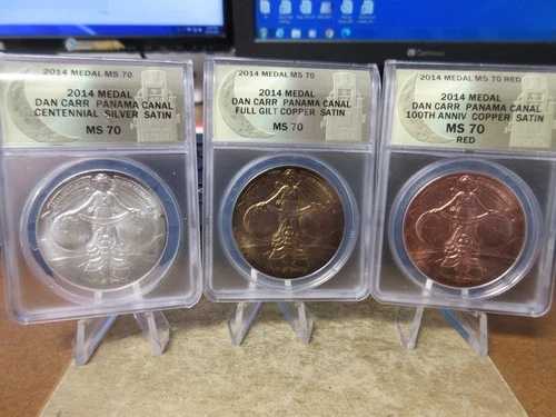 2014 パナマ運河100周年記念 3メダルセット ダニエル・カー作 ANACS 70/70/70