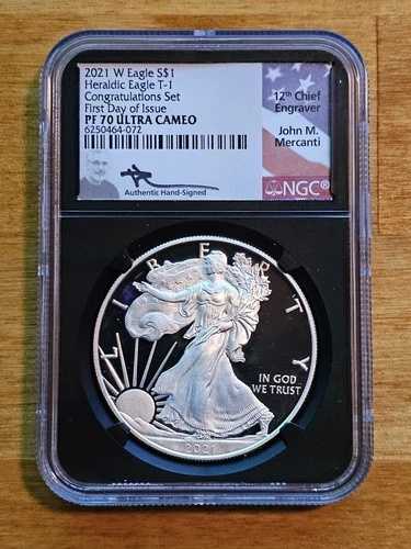 2021 W プルーフ シルバー イーグル タイプ1 コングラチュレーションセット NGC PF70 UCAM FDOI メルカンティ|WORLD RESOURCE【QUEEN店】