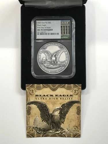 2023年 ブラックイーグル UHR フィジー 2オンス シルバー $2 NGC MS70 アンティーク 発行初日