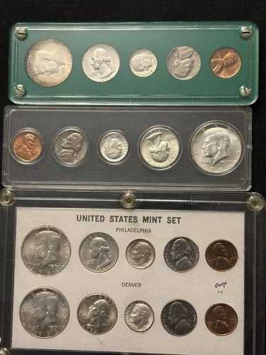 4ロット..1964米国造幣局セット..90%シルバーコイン..2.44ASW..プラスチックホルダー入り-