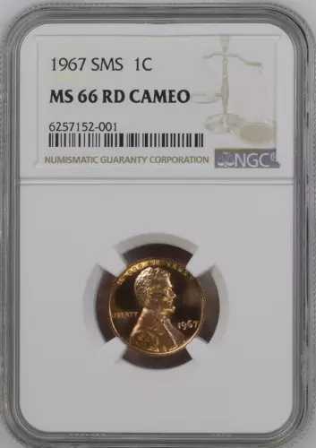 ：1967 SMS 1C リンカーンセント NGC MS66RD カメオ ブライト レッドレリティ R5 最上級グレード-
