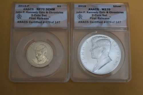 2015年 P リバース プルーフ ジョン・F・ケネディ ドル ANACS PF70 MS70 コイン クロニクル セット