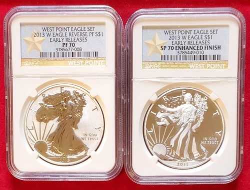2013-W シルバーイーグル ウェストポイント 2枚セット NGC PF70 早期リリース スターラベル (008 83,490円
