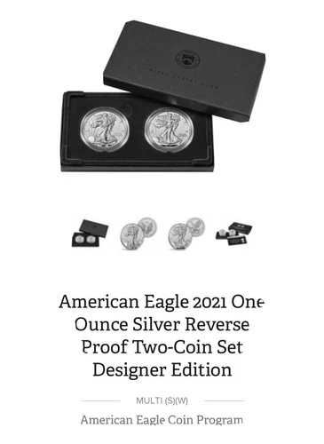 アメリカンイーグル 2021 1オンス シルバー リバース プルーフ コイン 2枚セット - デザイナーエディション
