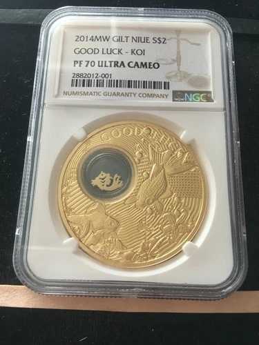 2014年 MW ギルト ニウエ $2、幸運の鯉 1オンス .999Ag NGC**PF-70 UC