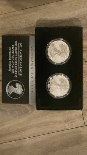 2021年 新品 アメリカンイーグル 1オンス シルバー リバースプルーフ 2枚セット ミント 21XJ|WORLD RESOURCE【QUEEN店】