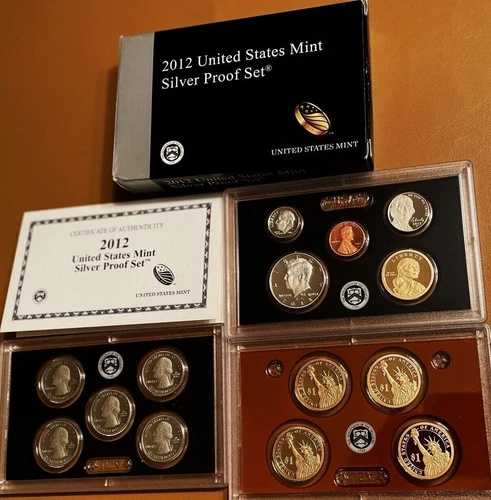 2012年 米国造幣局 14枚セット シルバー プルーフ ケネディ クォータードル 箱入り COAキー付き