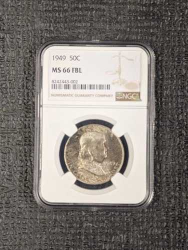1949 MS 66 FBL（フルベルライン）フランクリンシルバーハーフダラー NGCミントセットトーニング