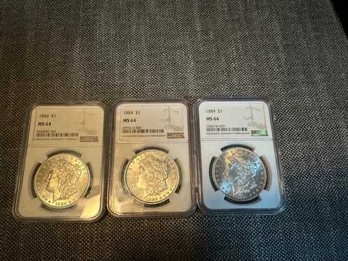1884-P モーガン シルバー ドル 1ドル MS 64 NGC 3枚セット 84,700円