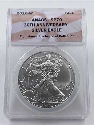 2016-W バーニッシュ仕上げ 30周年記念 シルバーイーグル ANACS SP70 年間 Unc ドルセット