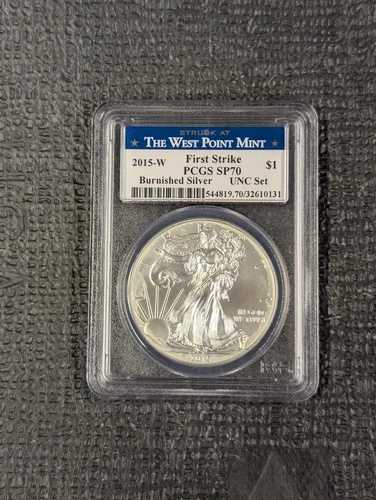 2015 W SP 70 バーニッシュド ASE - 年次ドル シルバー イーグル UNC セット ラベル PCGS